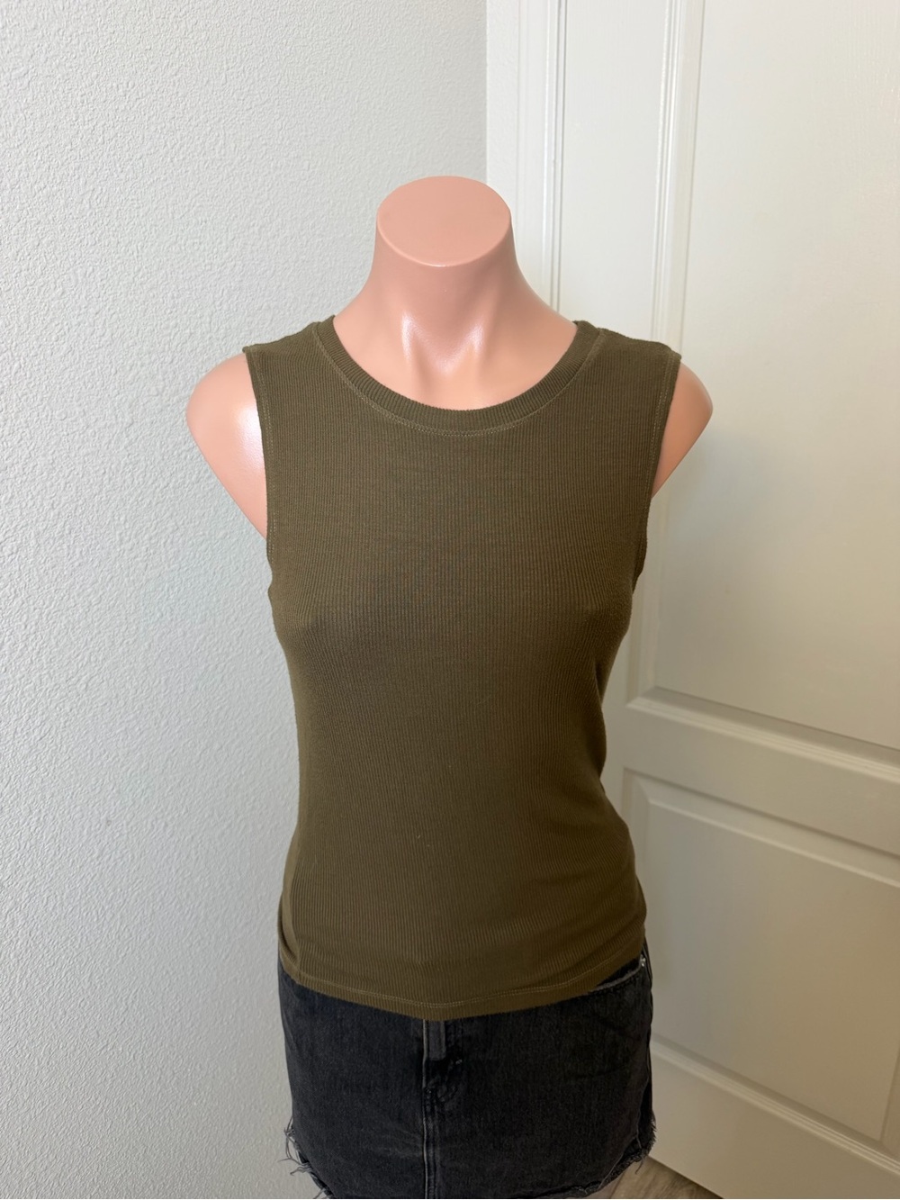 Michael Stars Olive Green Ribbed Tank One Size